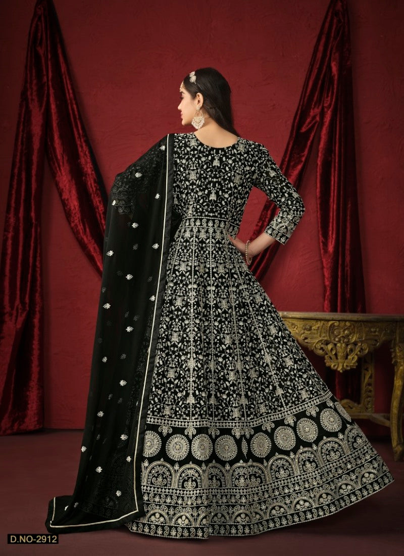 Black Georgette Long Anarkali Dress