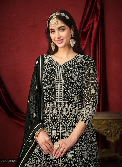 Black Georgette Long Anarkali Dress