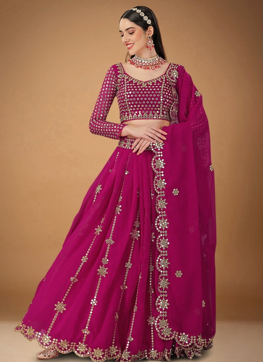 Magenta Georgette Party Wear Lehenga Choli With Sequins and Zari Work