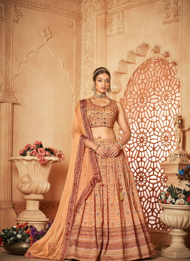 Buy Gold Net Embroidered Pearls Deep V And Beads Work Bridal Lehenga Set  For Women by Seema Gujral Online at Aza Fashions.