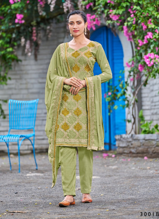 Pista Green Georgette Embroidered Salwar Suit