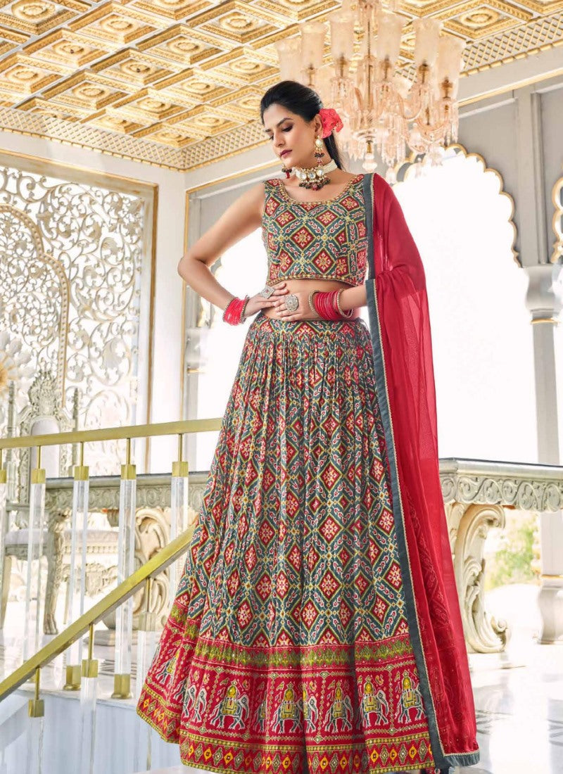 Light Green Muslin Lehenga Choli With Sequins work-2