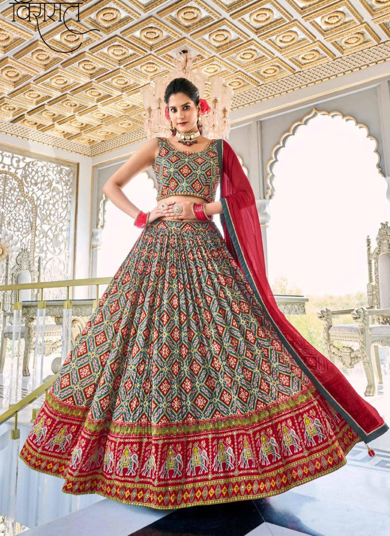 Light Green Muslin Lehenga Choli With Sequins work