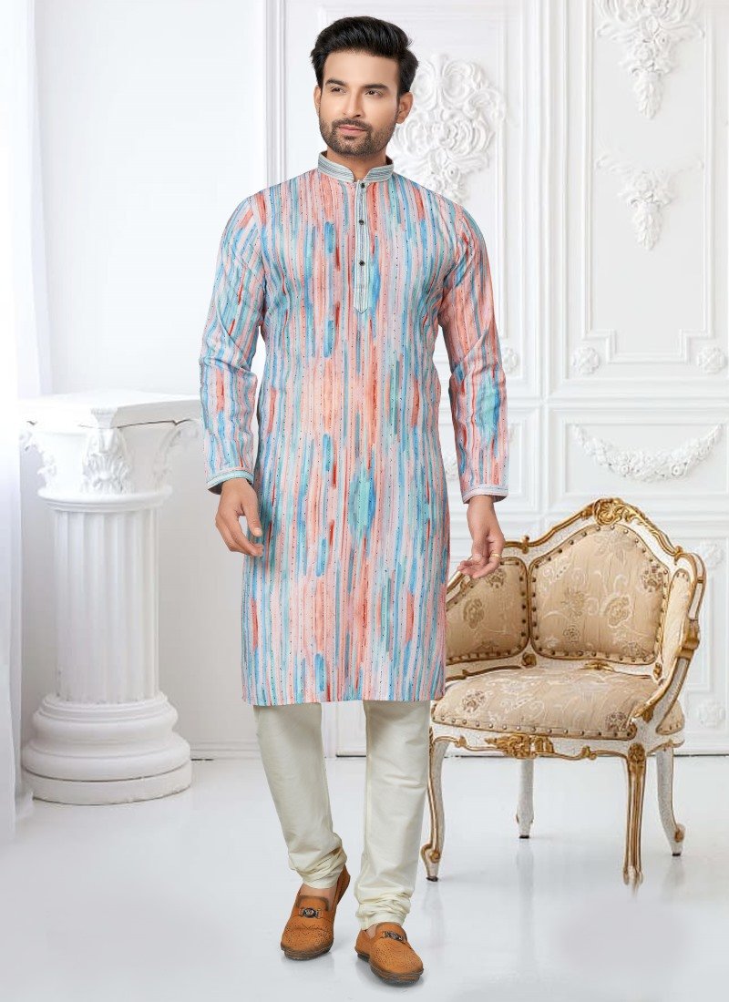 Multi Color Cotton Digital Print Kurta Pajama-2