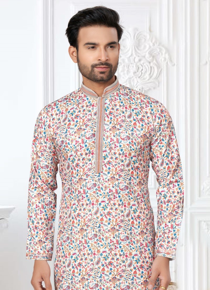 Multi Color Cotton Digital Print Kurta Pajama-2