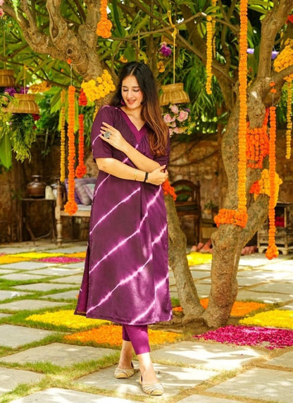 Purple Muslin Printed Salwar Suit