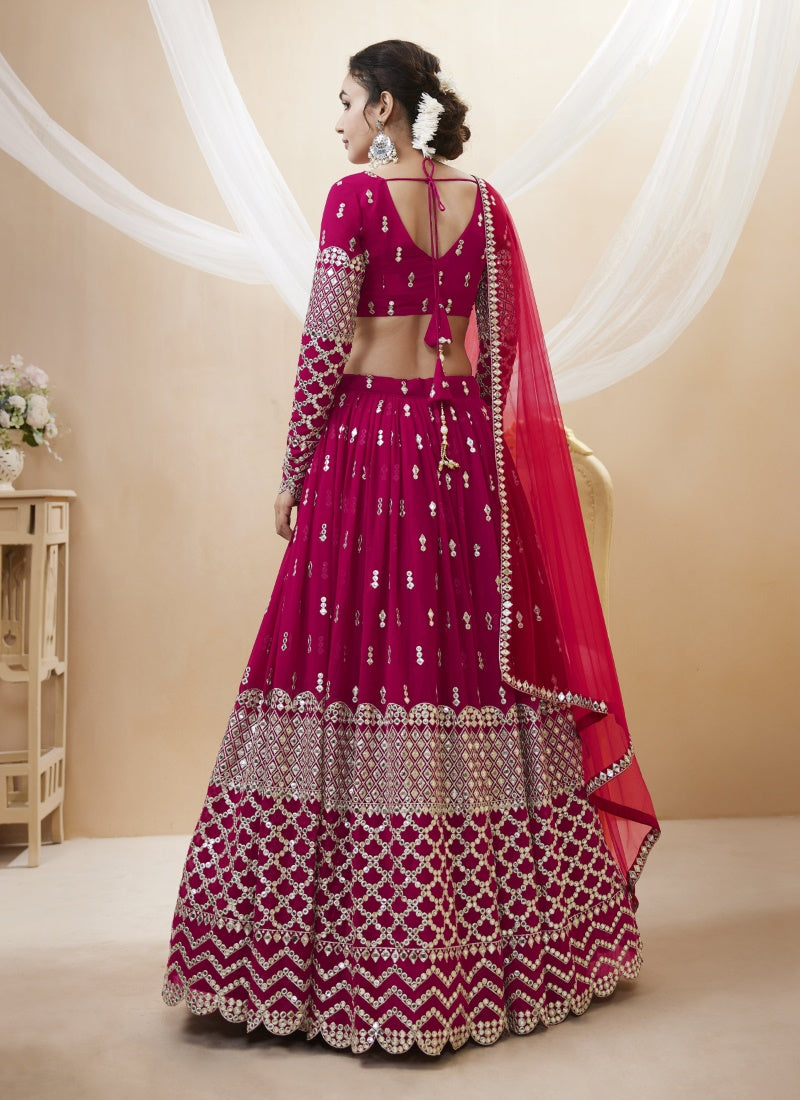 Magenta Georgette Lehenga Choli With Sequins and Zari Work-2