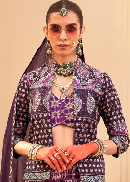 Purple Silk Bridal Lehenga Choli With Heavy Embroidery Work