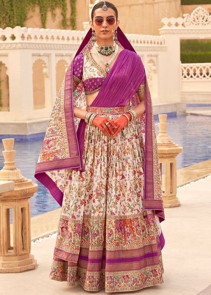 Off White Silk Bridal Lehenga Choli With Heavy Embroidery Work