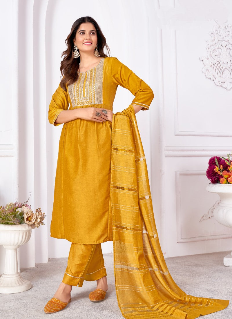 Yellow Straight Cut Salwar Suit