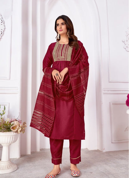 Maroon Straight Cut Salwar Suit