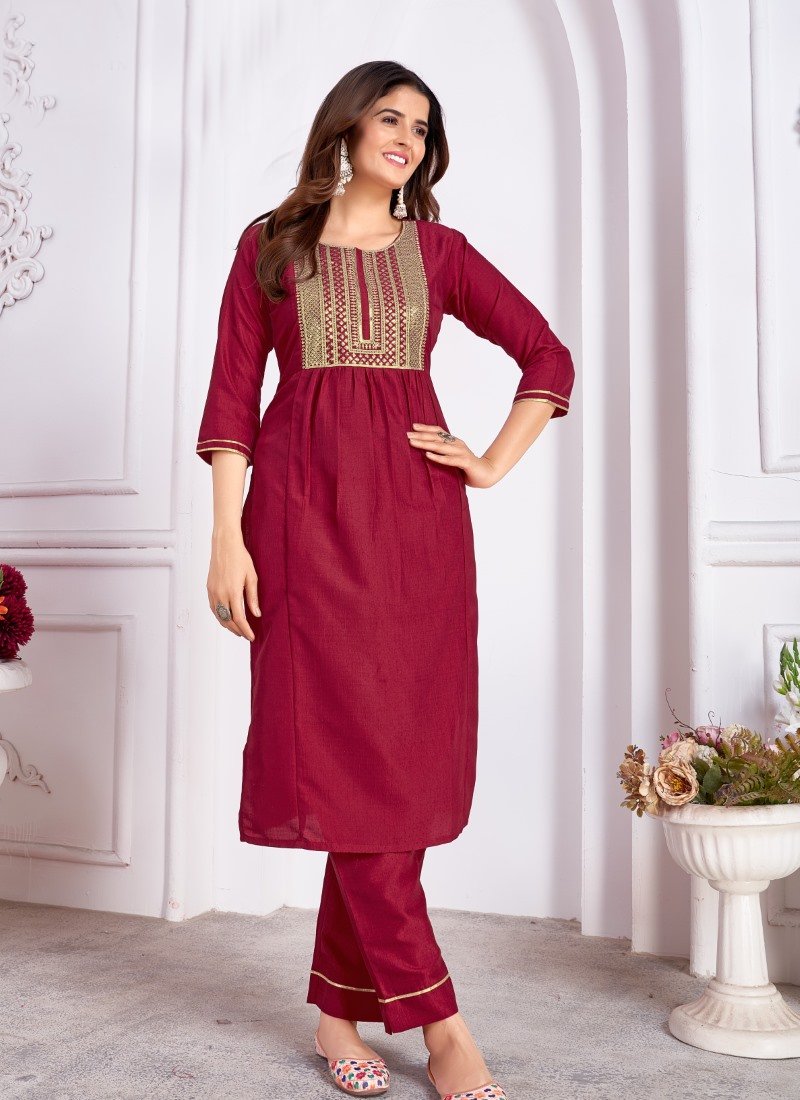 Maroon Straight Cut Salwar Suit-2