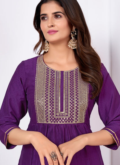 Purple Straight Cut Salwar Suit-2