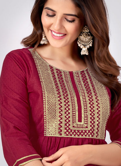 Red Straight Cut Salwar Suit-2