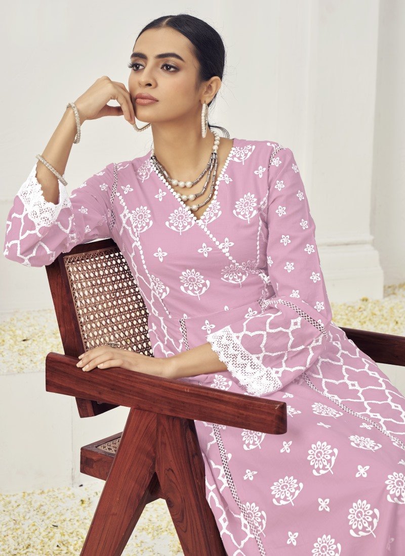 Pink Cotton Palazzo Suit With Embroidery Work-2