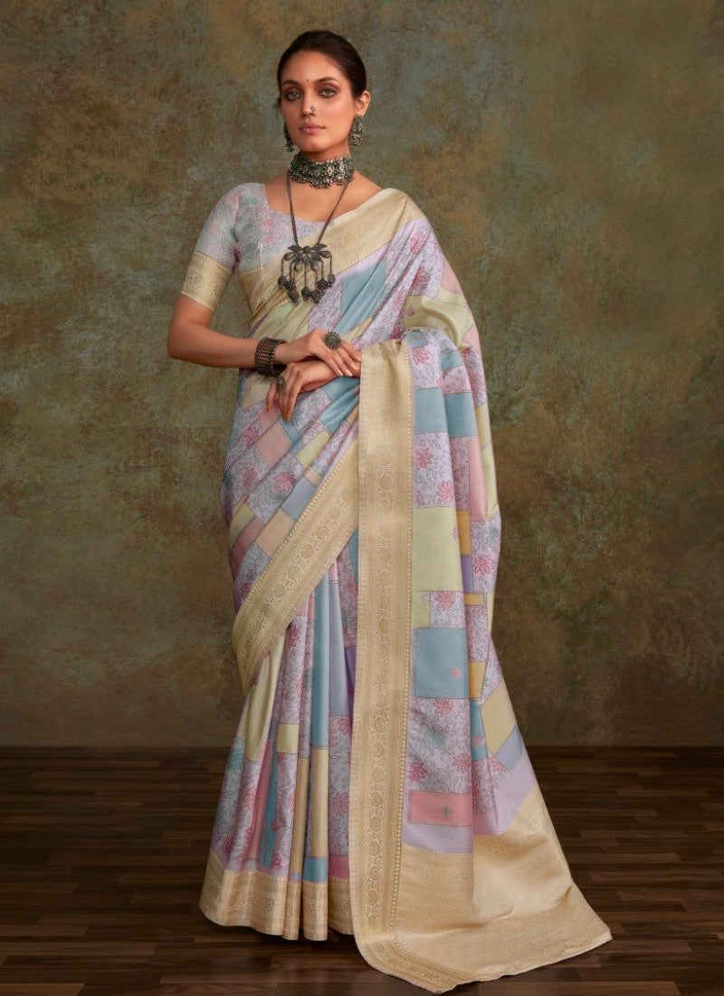 Lavender Silk Digital Print Saree