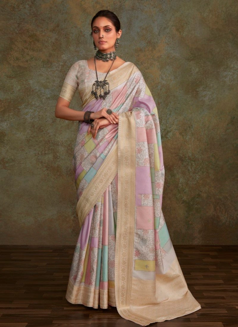 Pink Silk Digital Print Saree