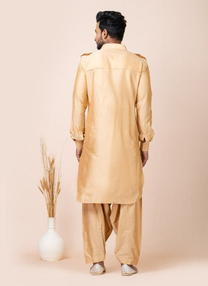 Beige Men's Pathani Kurta