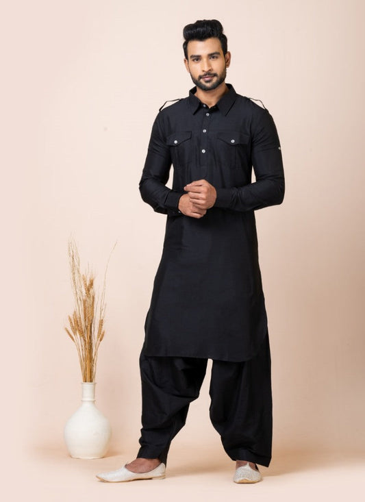 Black Men's Pathani Kurta