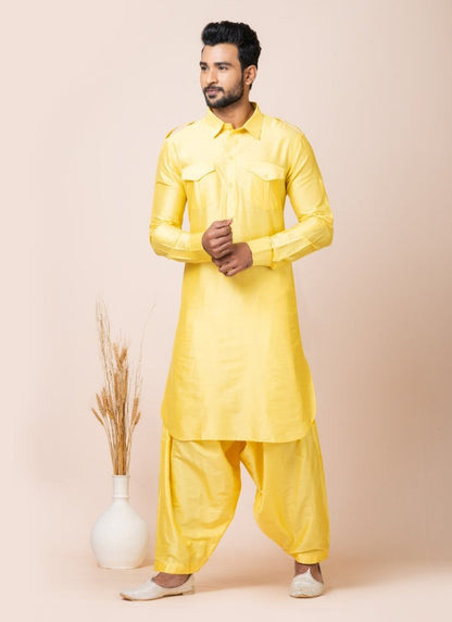 Yellow Men's Pathani Kurta