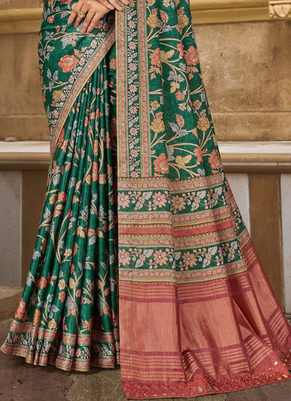 Green Silk Heavy Work Saree