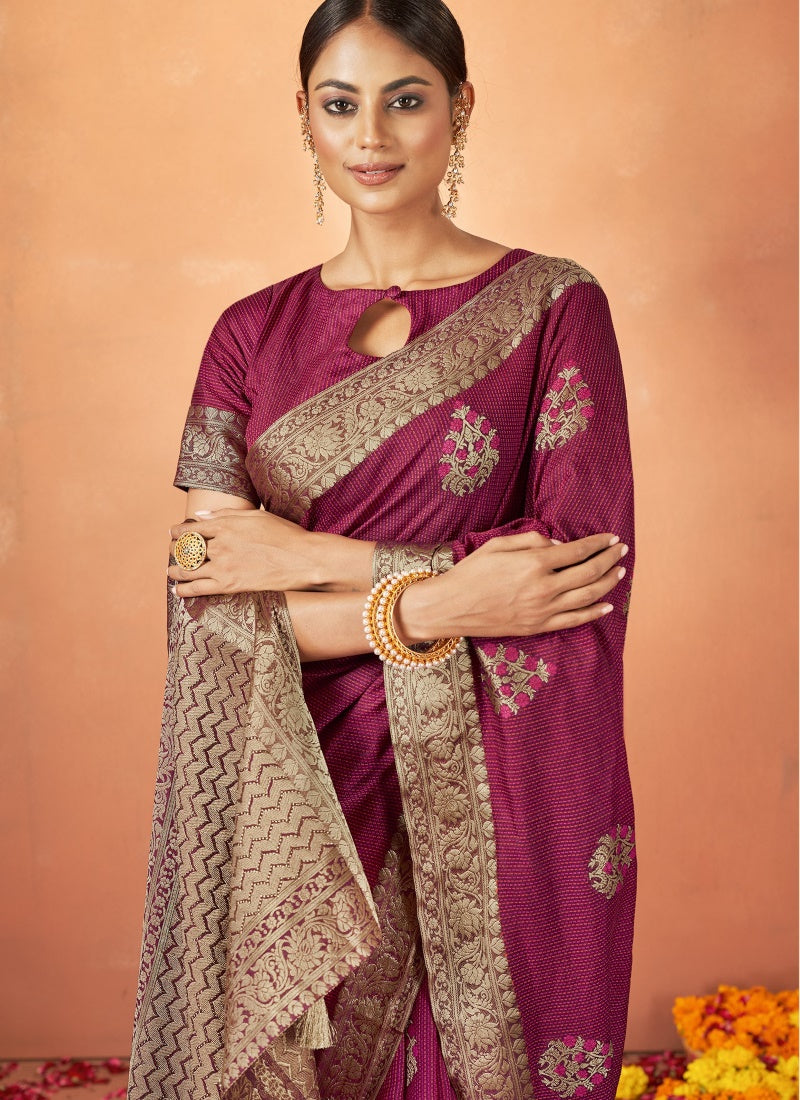 Maroon Tusser Silk Saree-2