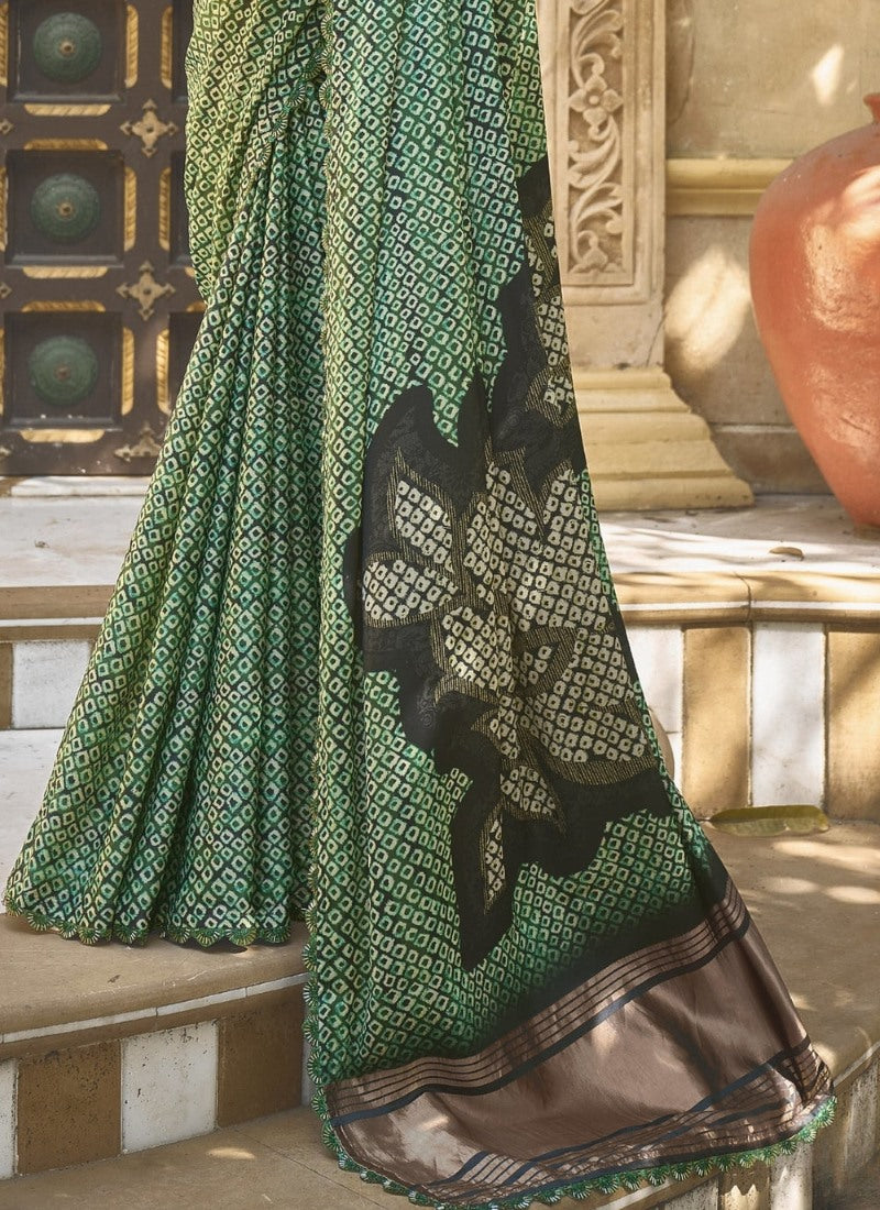 Green Silk Heavy Work Saree