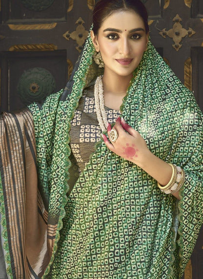 Green Silk Heavy Work Saree