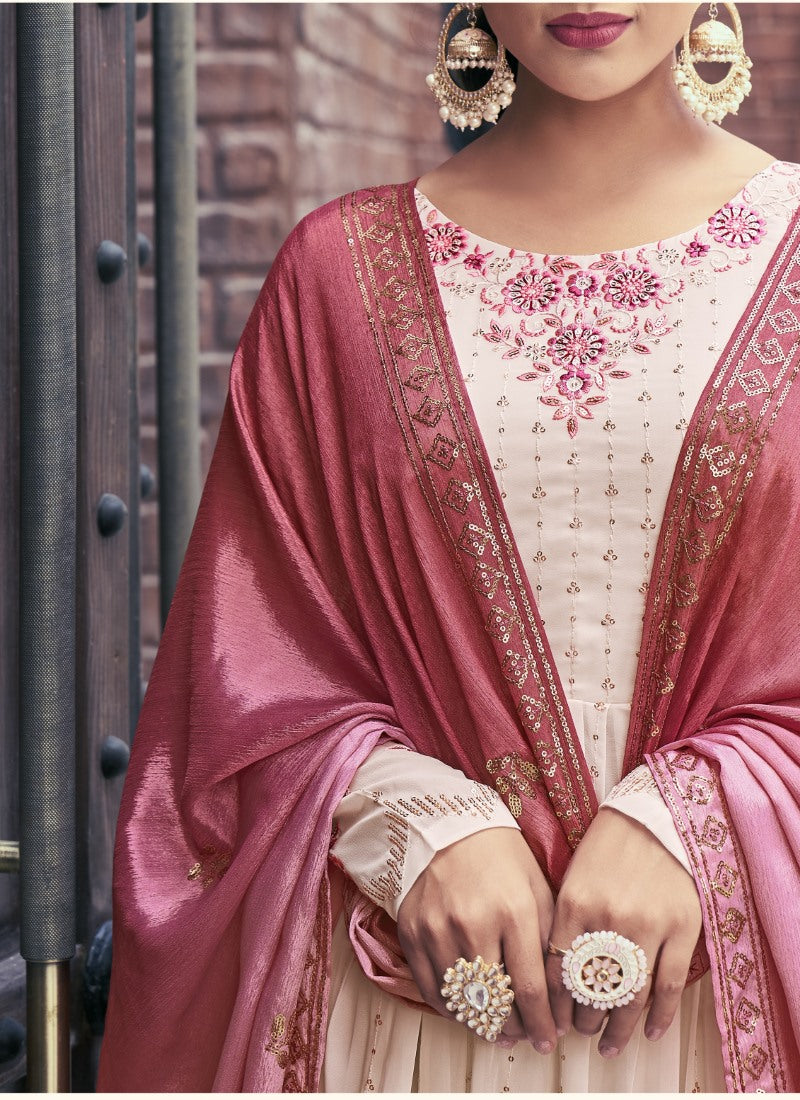 Pink Party Wear Palazzo Salwar Suit With Embroidery Work-2