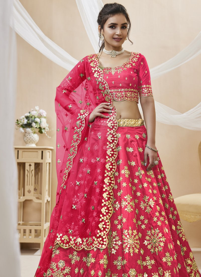 Pink Art Silk Lehenga Choli with Embroidery and Sequins Work-2