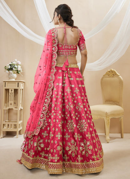 Pink Art Silk Lehenga Choli with Embroidery and Sequins Work-2