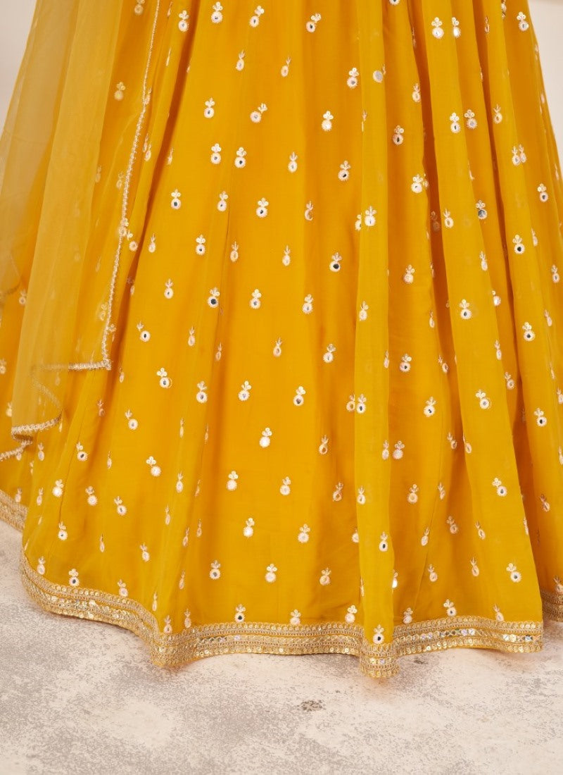Yellow Bridesmaid Lehenga Choli with Embroidered Work