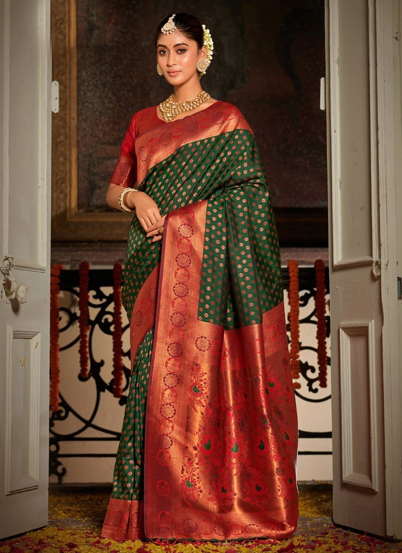 Green Banarasi Silk Saree