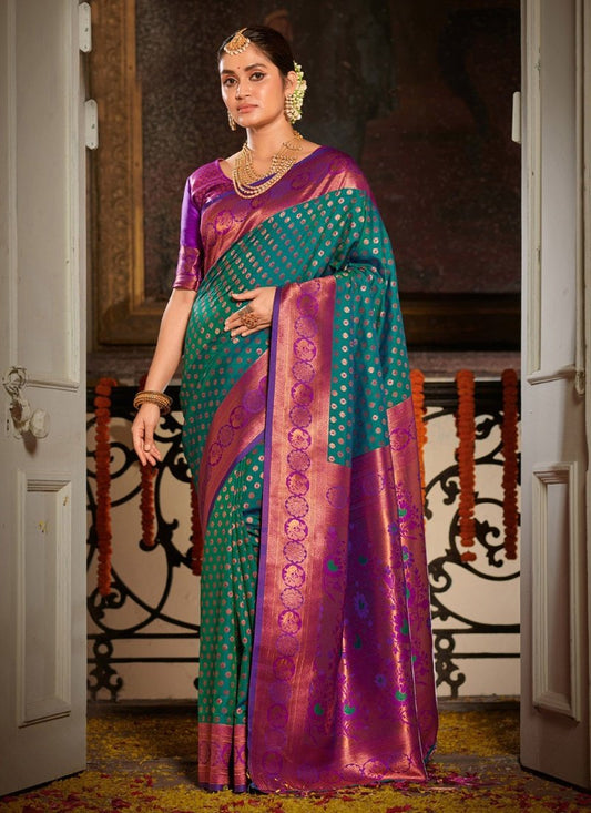 Blue Banarasi Silk Saree