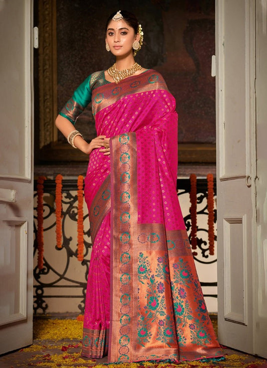 Pink Banarasi Silk Saree