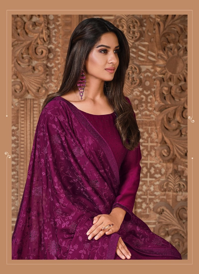 Magenta Georgette Straight Cut Salwar Suit-2