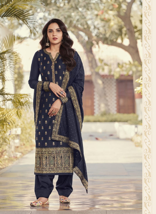 Navy Blue Pant Style Salwar Suit