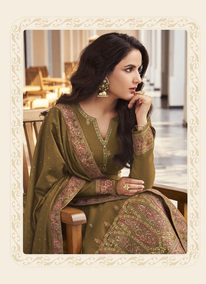 Olive Green Pant Style Salwar Suit-2