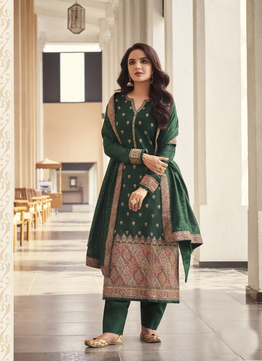 Green Pant Style Salwar Suit