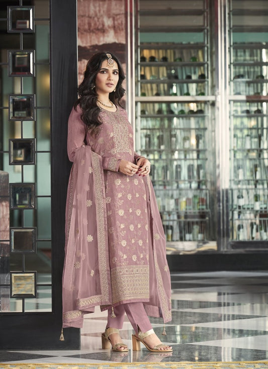 Light Pink Viscose Pant Style Salwar Suit