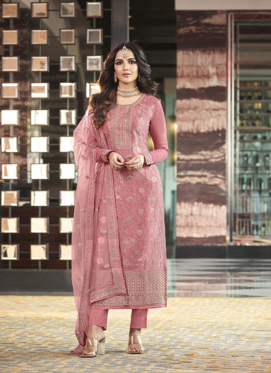 Pink Viscose Pant Style Salwar Suit