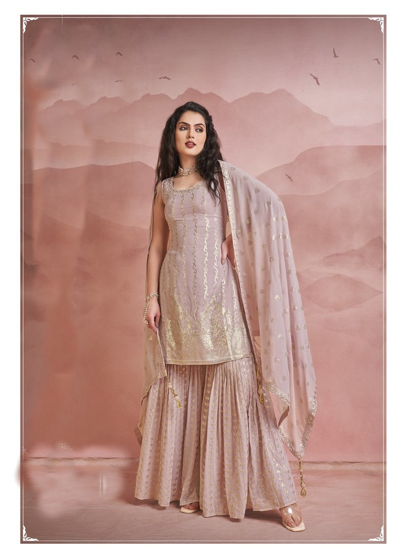 Peach Georgette Sharara Suit