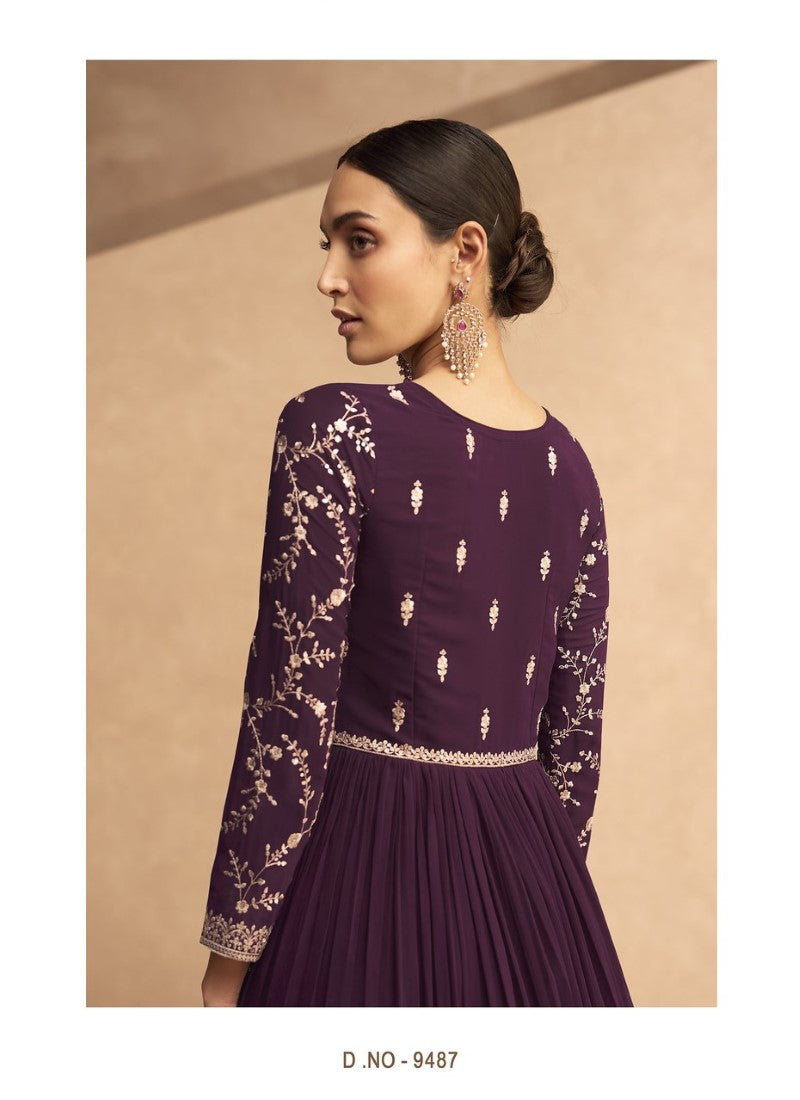 Purple Georgette Embroidered Anarkali Suit-2