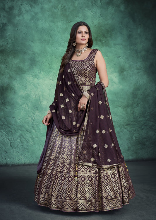 Purple Georgette Long Anarkali Suit