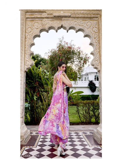 Purple Palazzo Pant Indo Western Suit With Koti-2