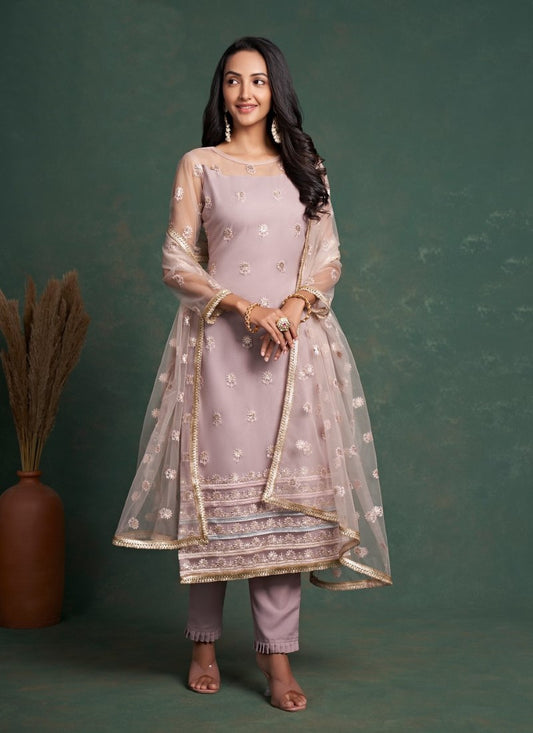 Light Pink Pant Style Straight Salwar Suit