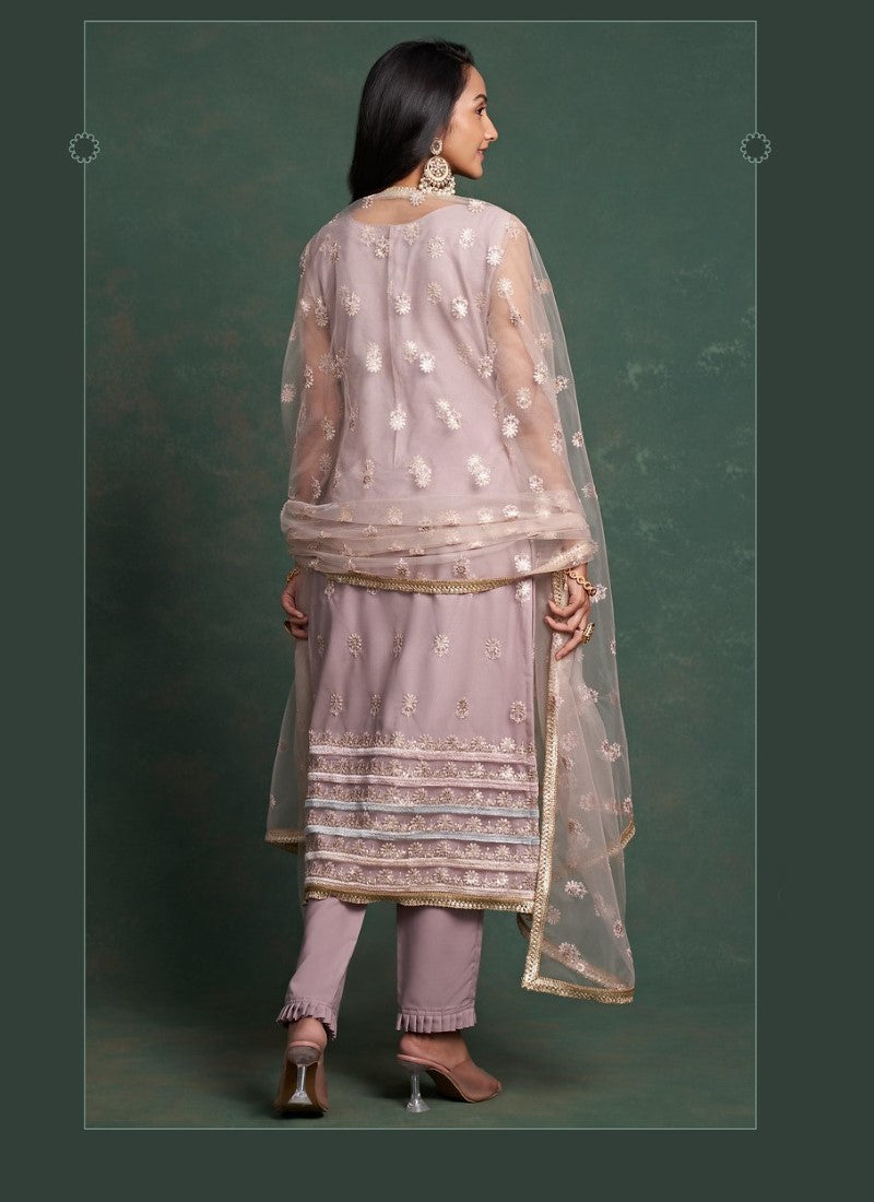 Light Pink Pant Style Straight Salwar Suit-2