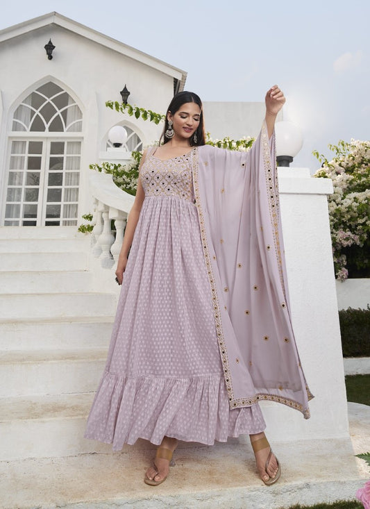 Pink Georgette Palazzo Suit With Thread  and Sequin Work
