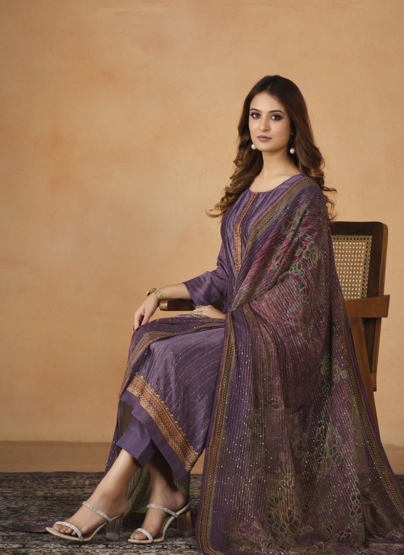 Purple Chinon Long Salwar Suit-2