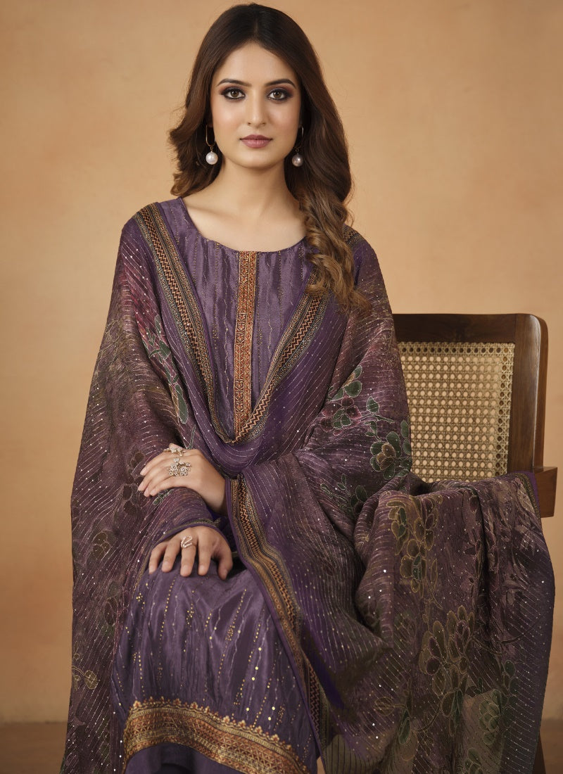 Purple Chinon Long Salwar Suit-2